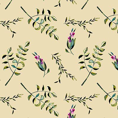 Hand painted purple berry branches and vines