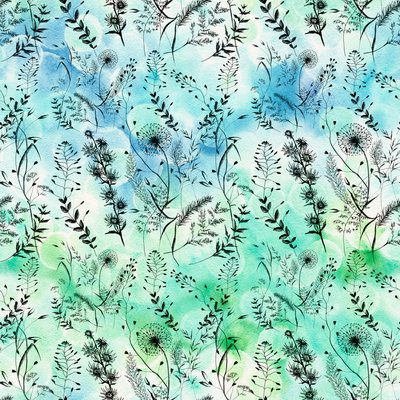 Black hand drawn meadow flowers